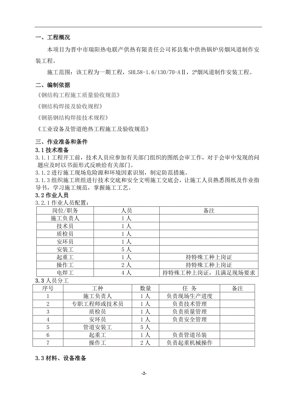 精品资料2022年收藏锅炉房烟风道制作安装施工方案_第2页