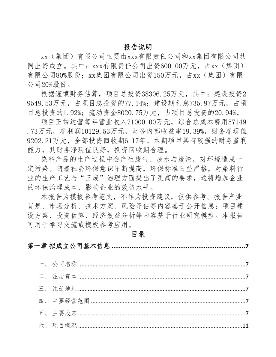 成立年产xxx吨活性染料公司策划书(DOC 79页)_第2页