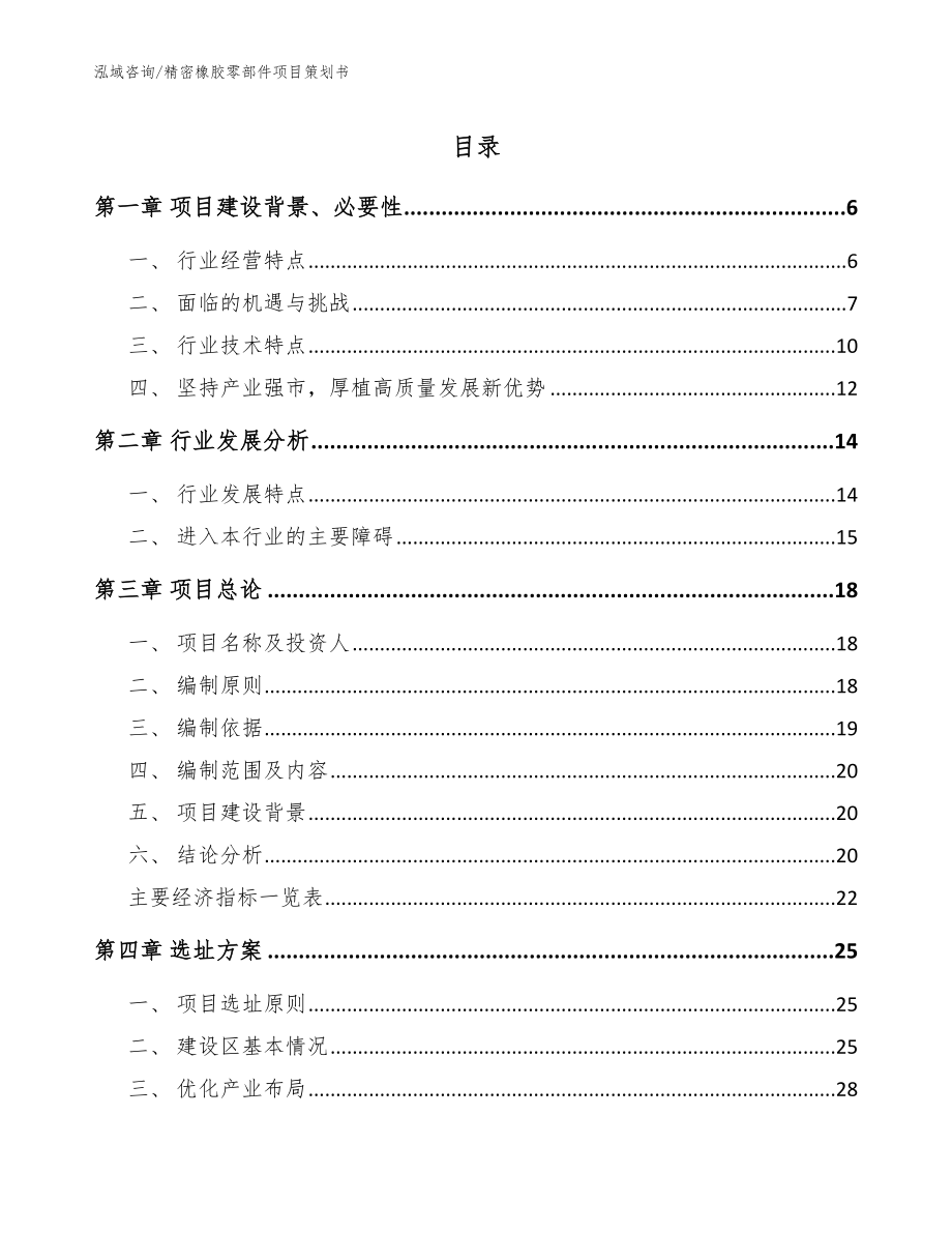 精密橡胶零部件项目策划书参考范文_第1页