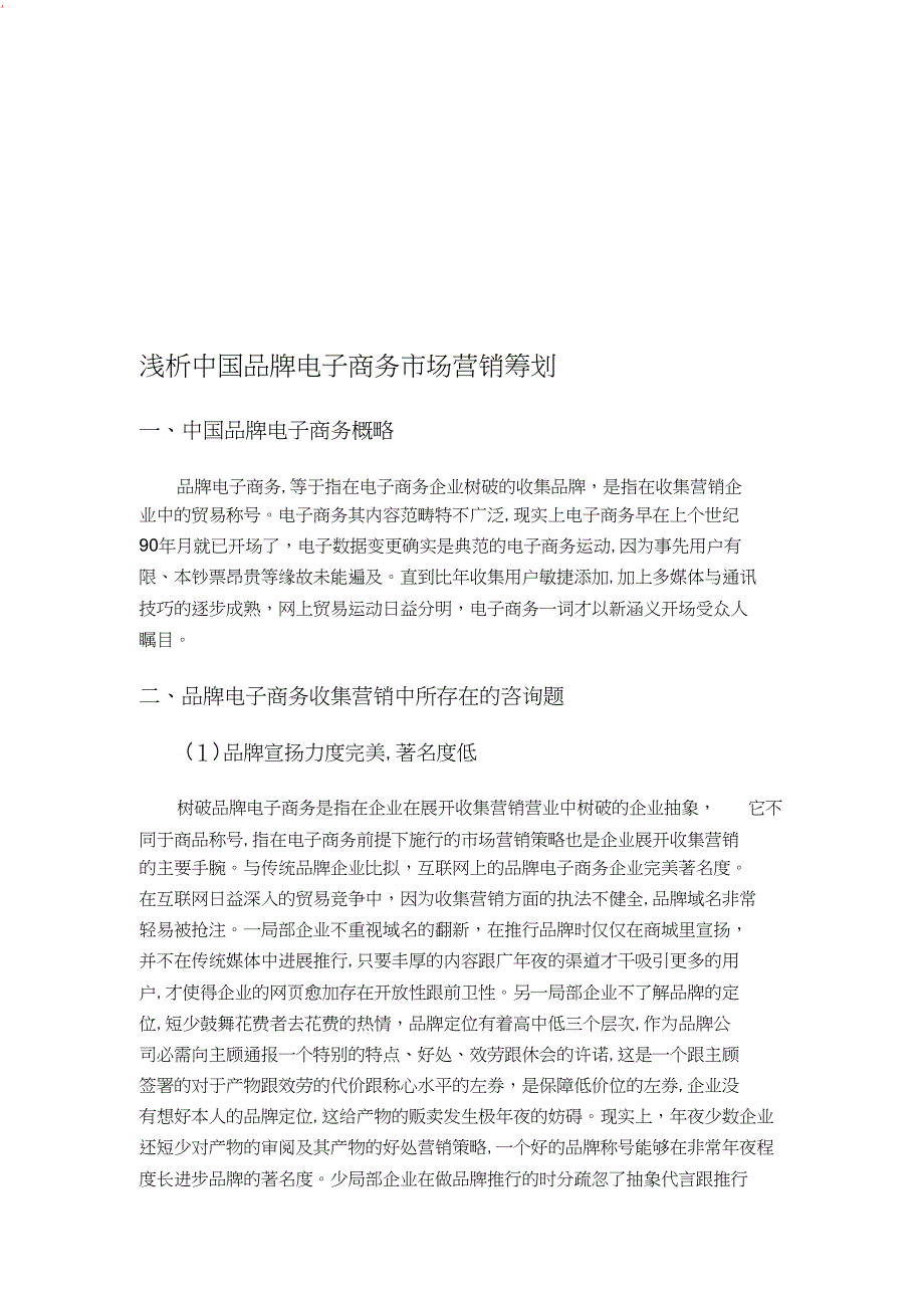 浅析中国品牌电子商务市场营销策划1_第1页