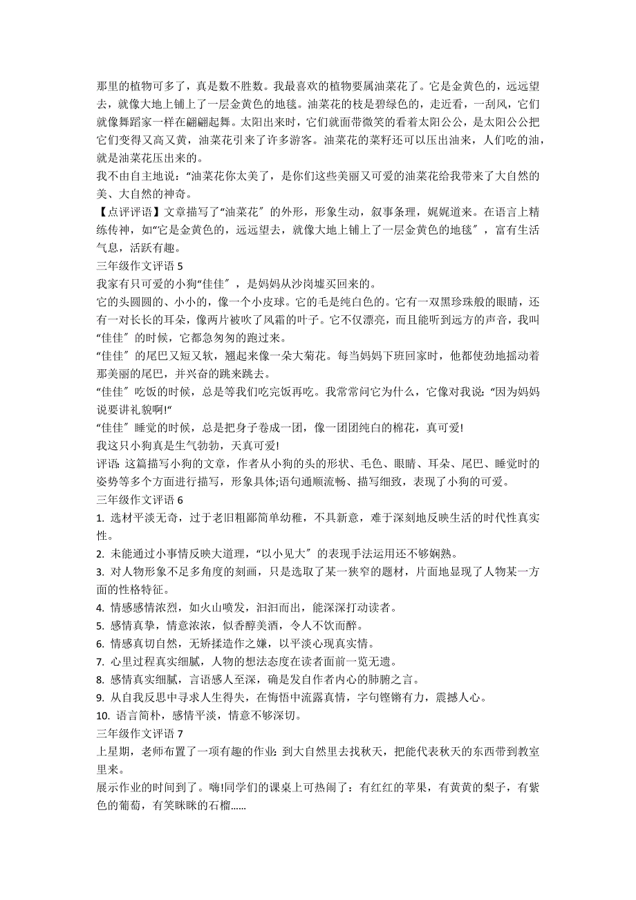 三年级作文评语集锦15篇_第2页