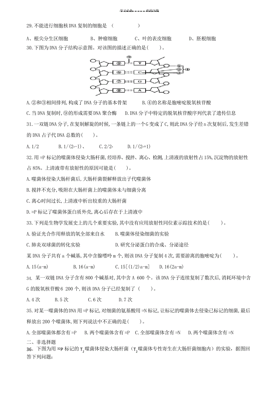 高一必修二第三章《基因的本质》练习题_第5页