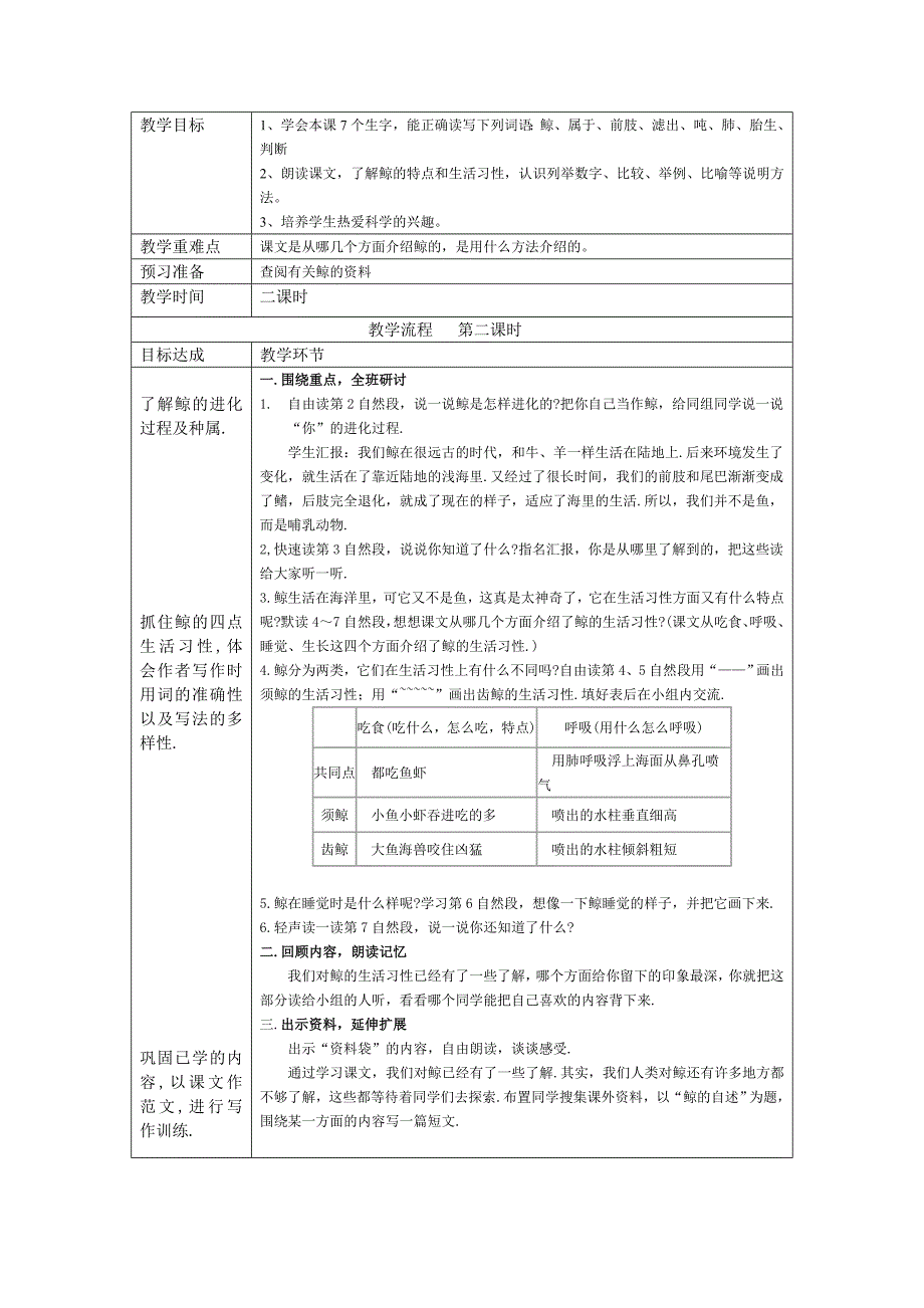 人教版小学语文教案《鲸》_第3页