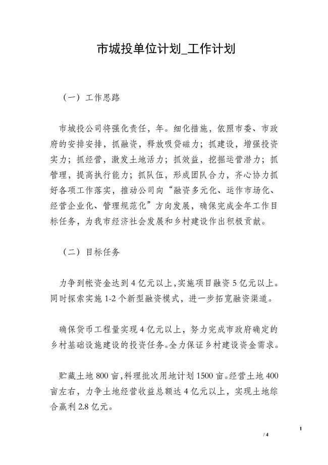 市城投单位计划_工作计划.doc