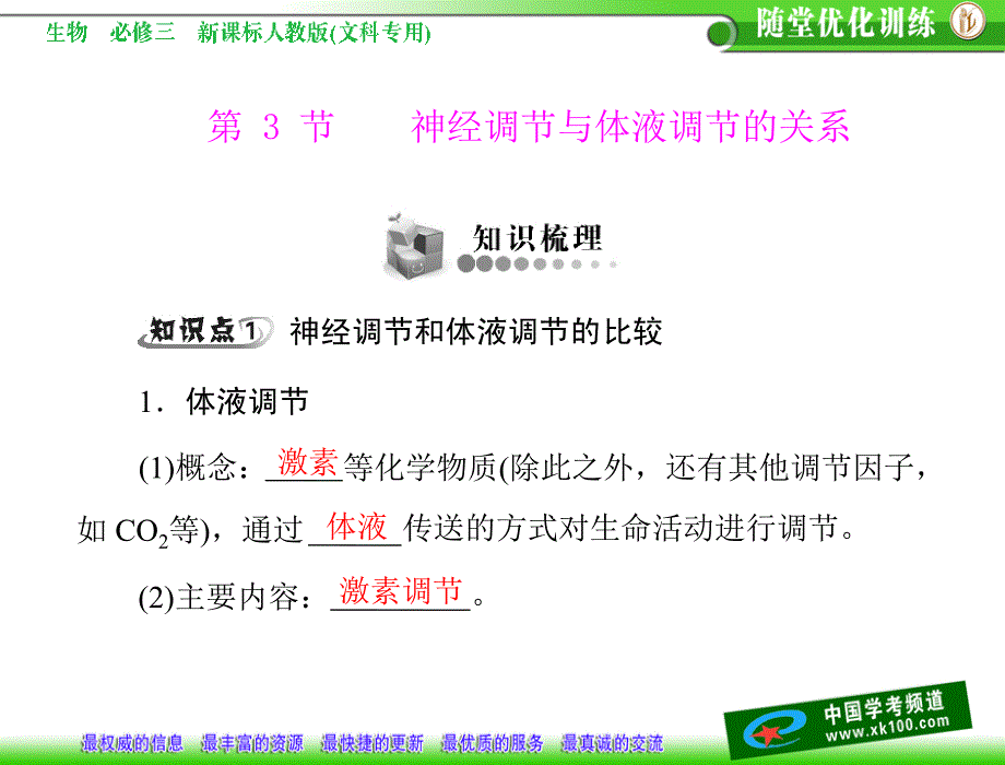 第2章动物和人体生命活动的调节第3节神经调节与体液调节的关系_第1页