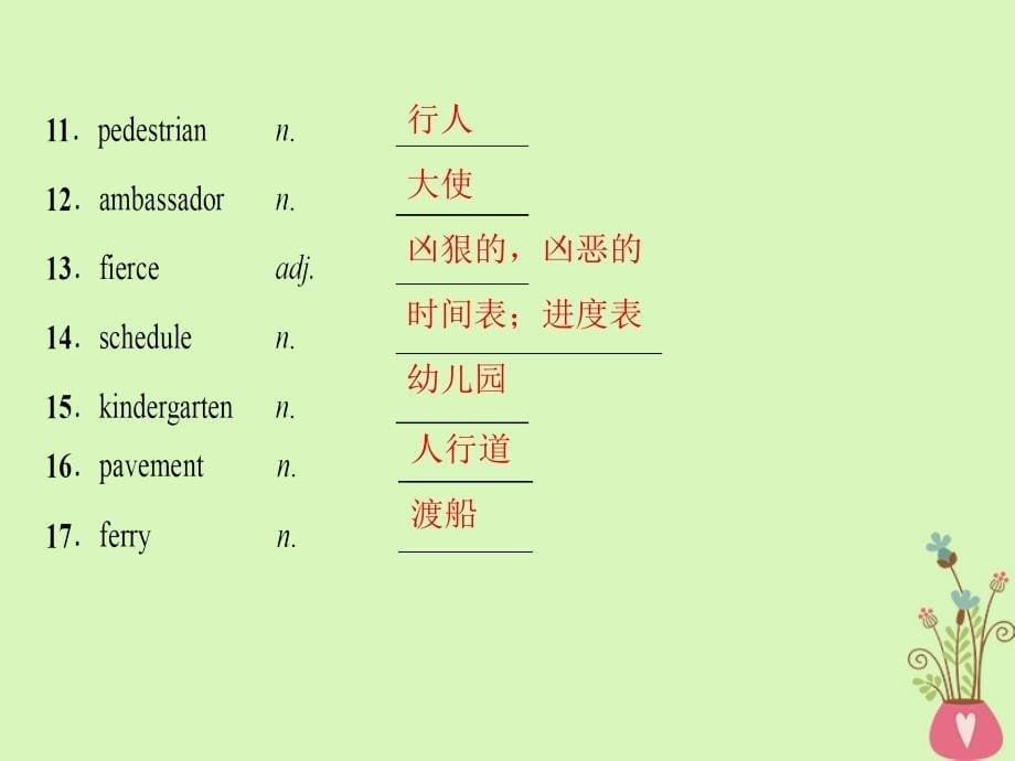 2019版高三英语一轮复习 第1部分 基础知识解读 Unit 9 Wheels课件 北师大版必修3_第5页