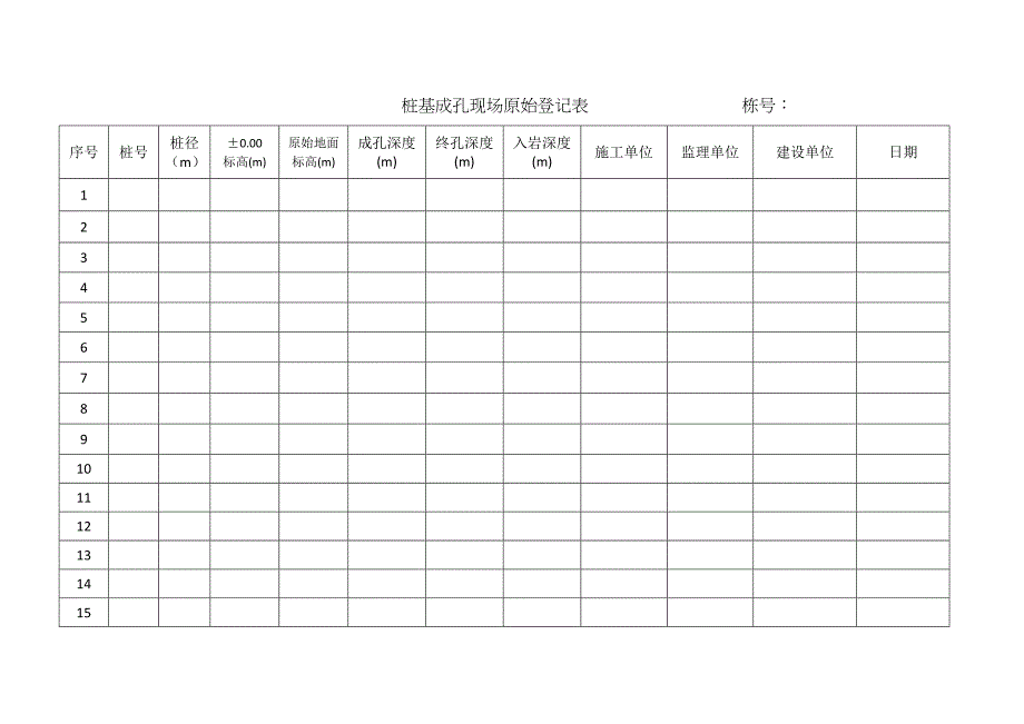 桩基成孔记录表_第1页