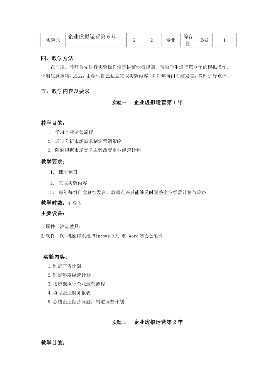 《企业运作模拟》实验教学大纲_第2页