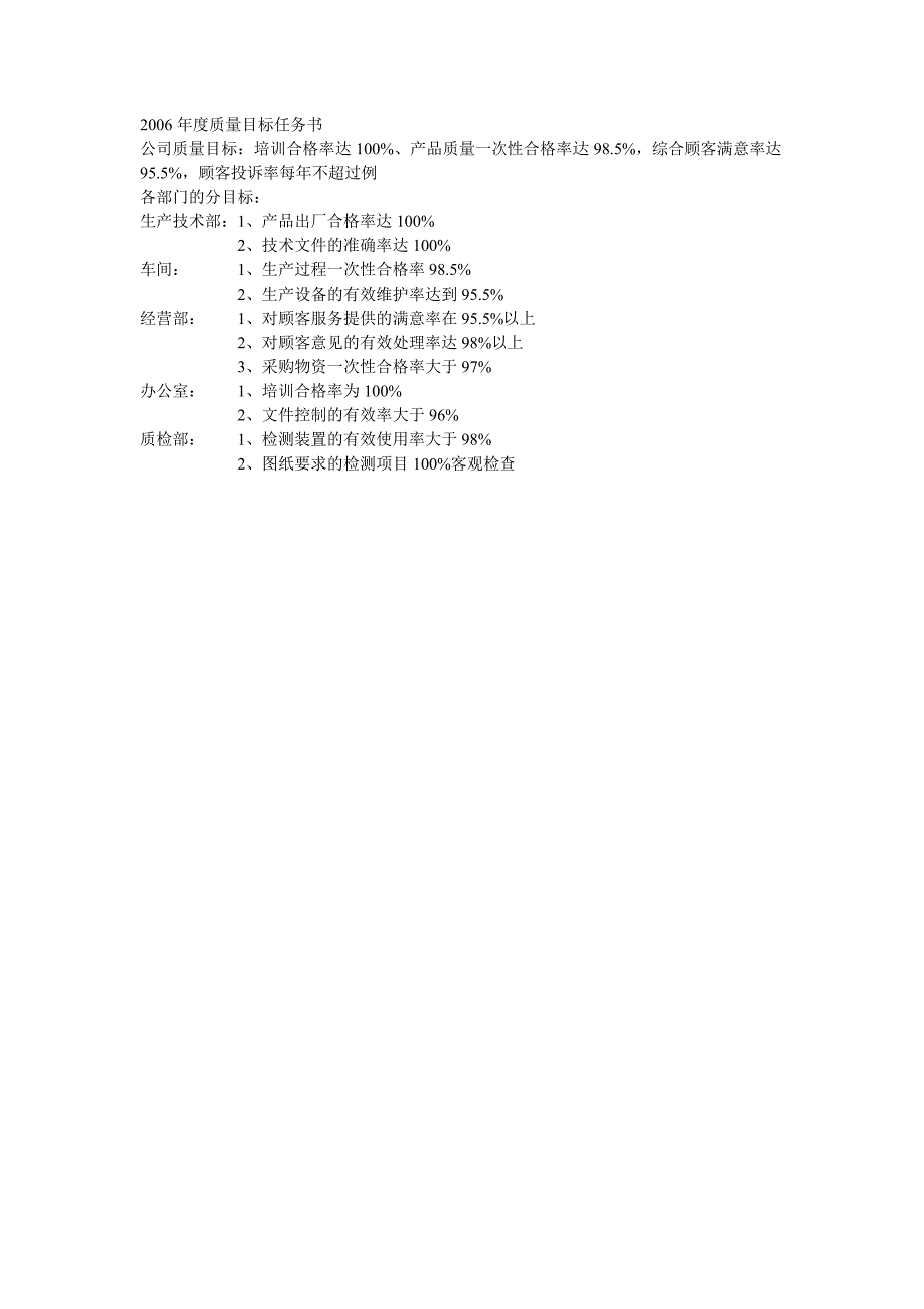 【管理精品】年度质量目标任务书_第1页