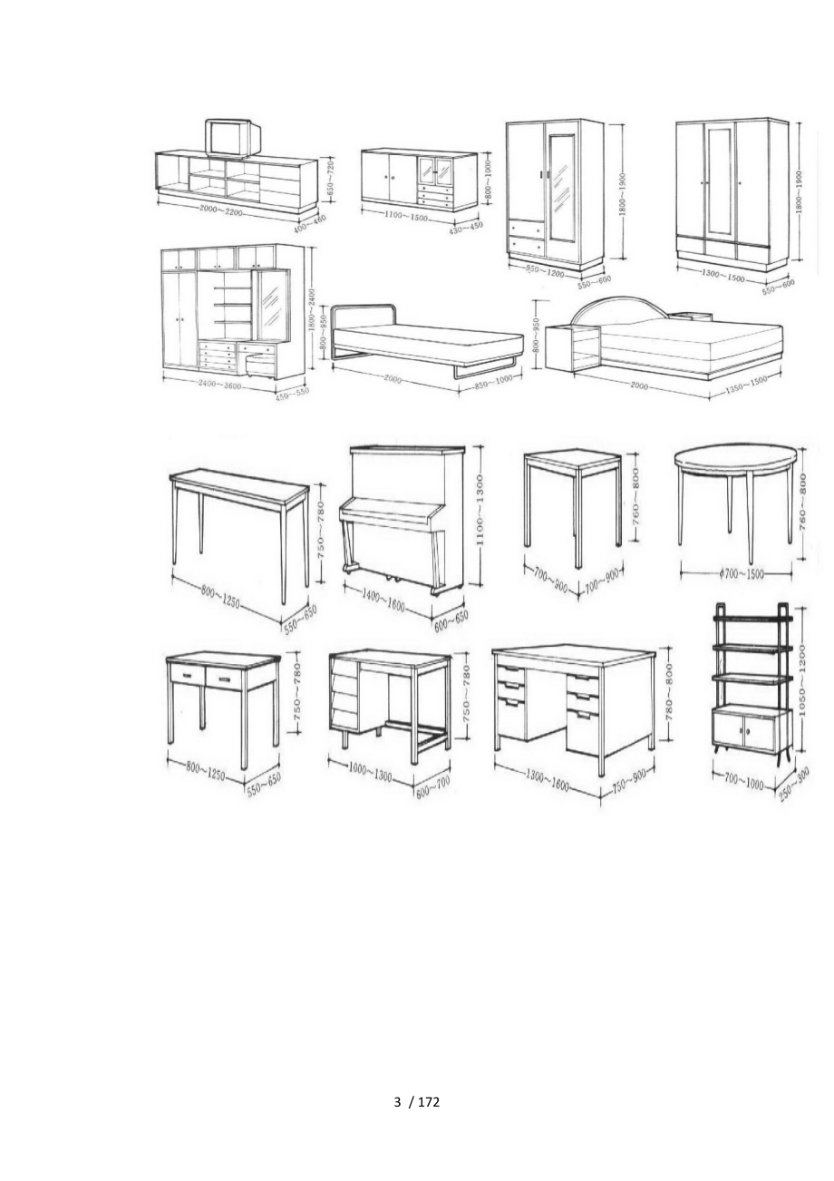 室内设计中的家具尺寸(图例)及材料.doc_第3页