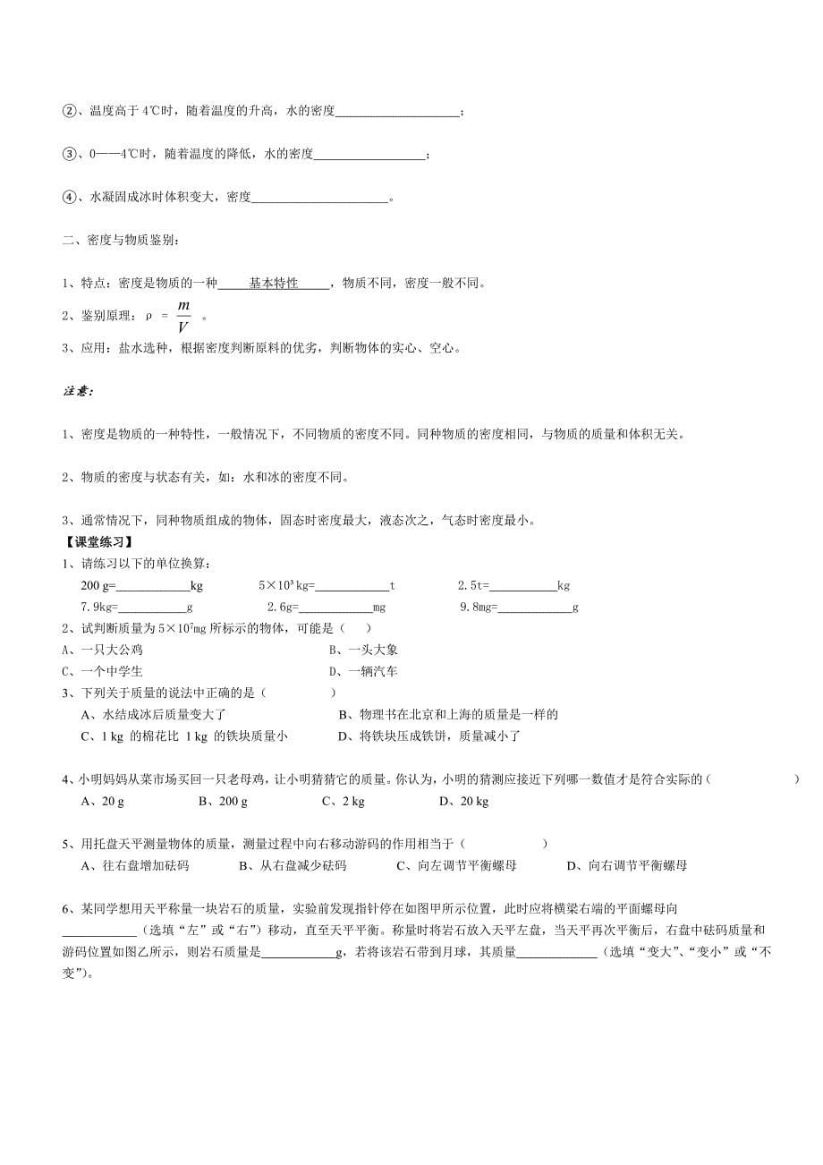 人教版八年级上册质量与密度复习教案.doc_第5页