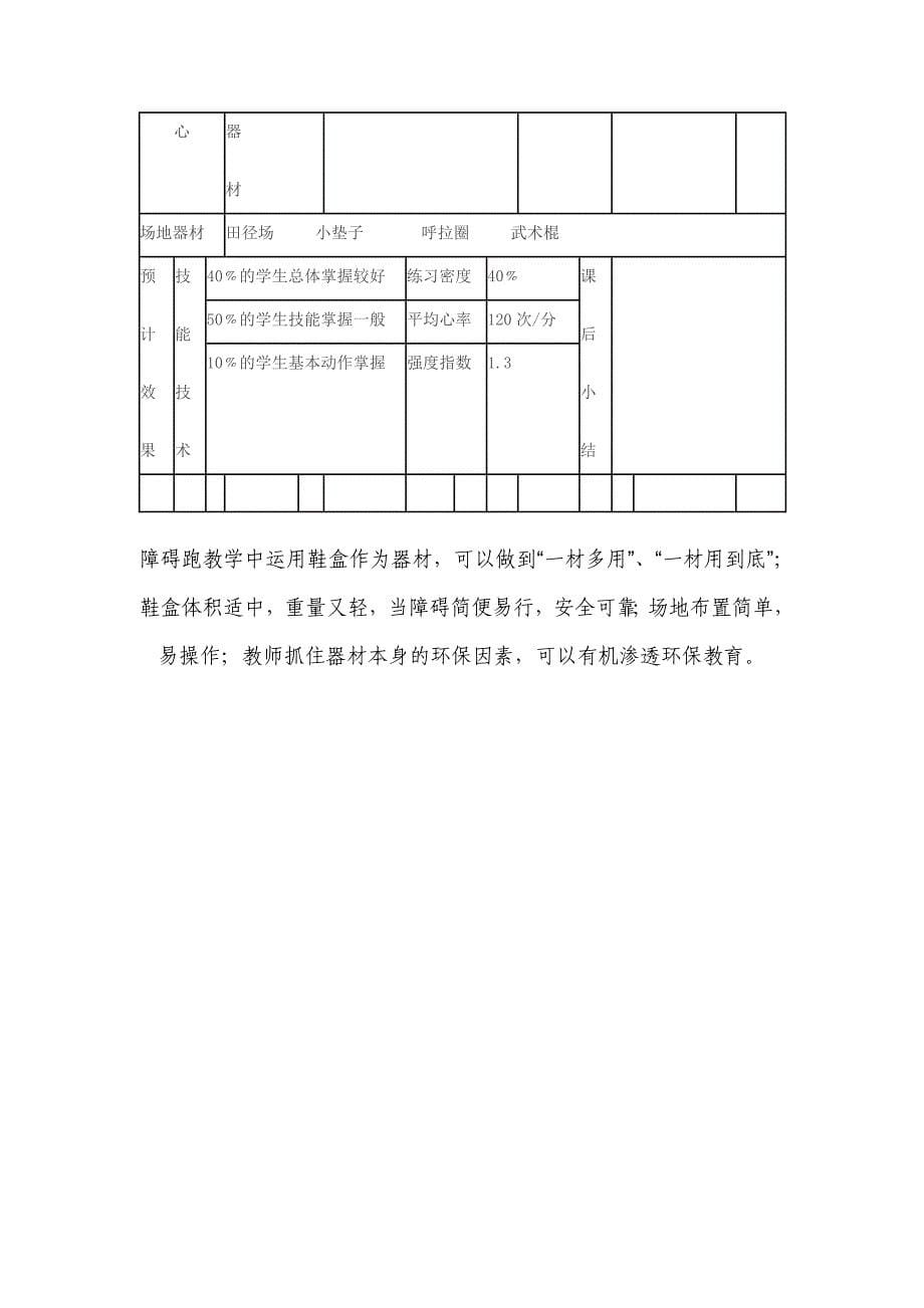 小学四年级体育教案《障碍跑》_第5页