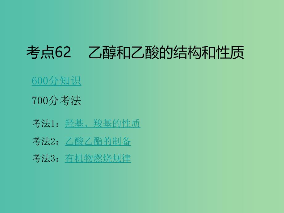 高考化学二轮复习 专题24 乙醇和乙酸 基本营养物质课件.ppt_第3页