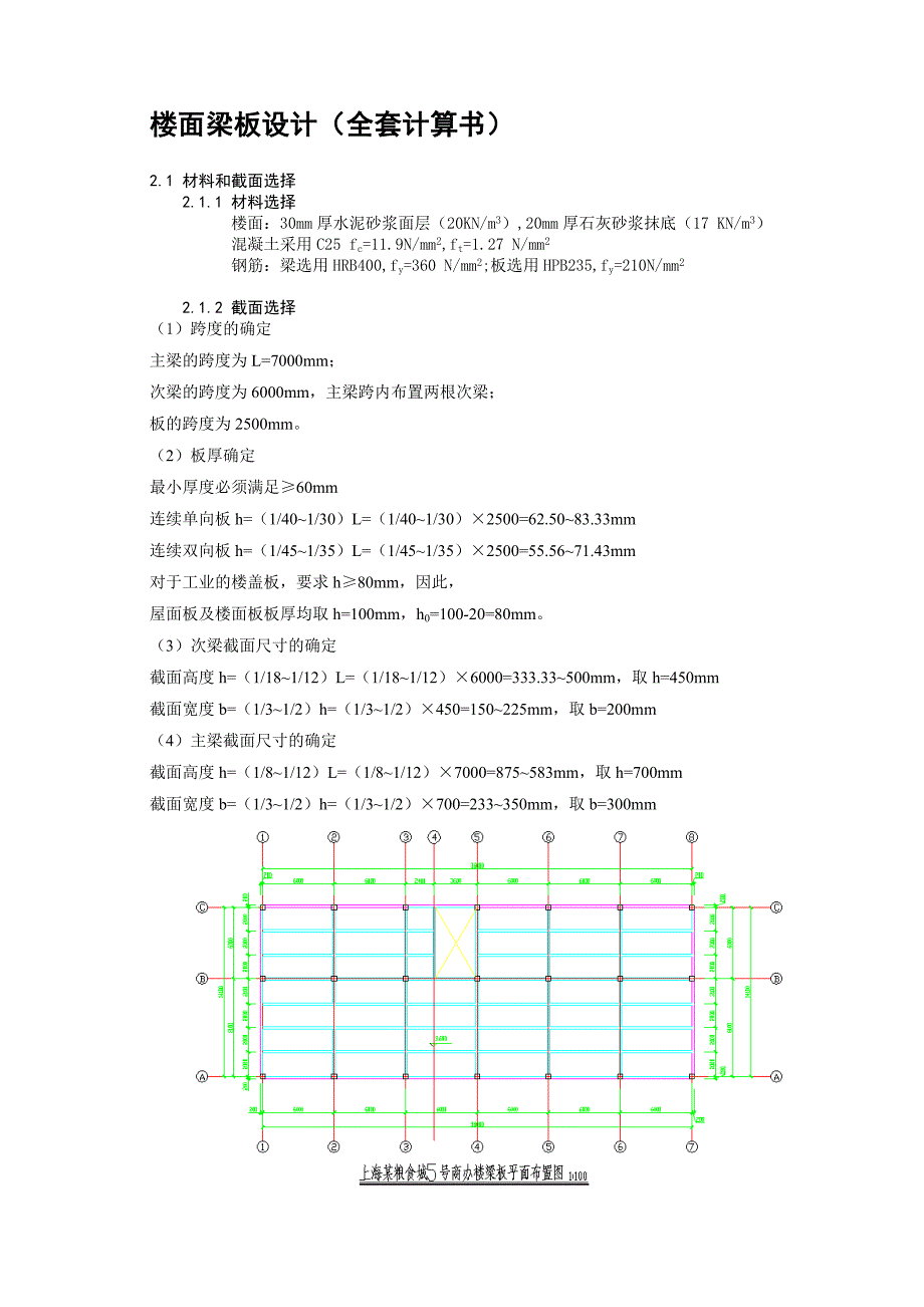 楼面梁板设计(全套计算书)-推荐文档.doc_第1页