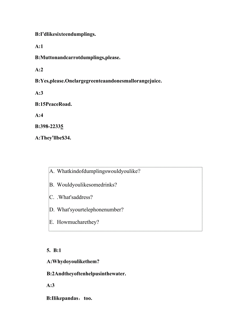 七年级英语下补全对话专题训练_第4页