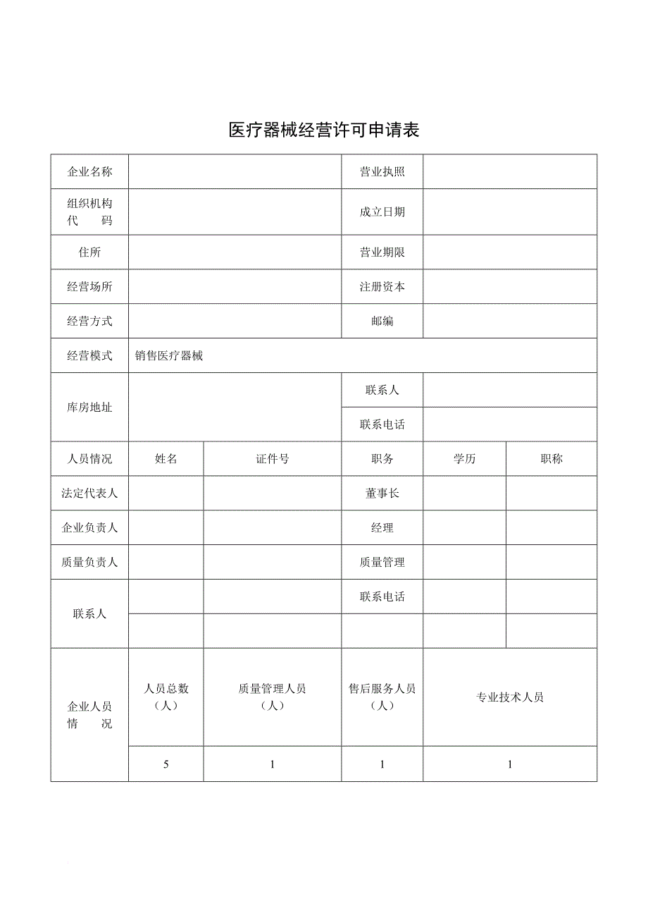 医疗器械经营许可申请表_第2页