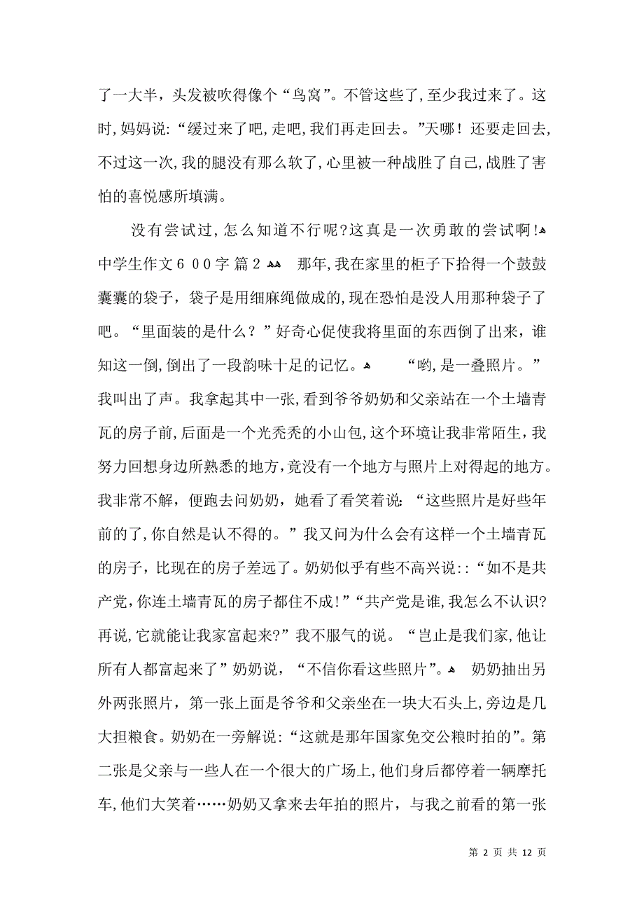 关于中学生作文600字10篇_第2页