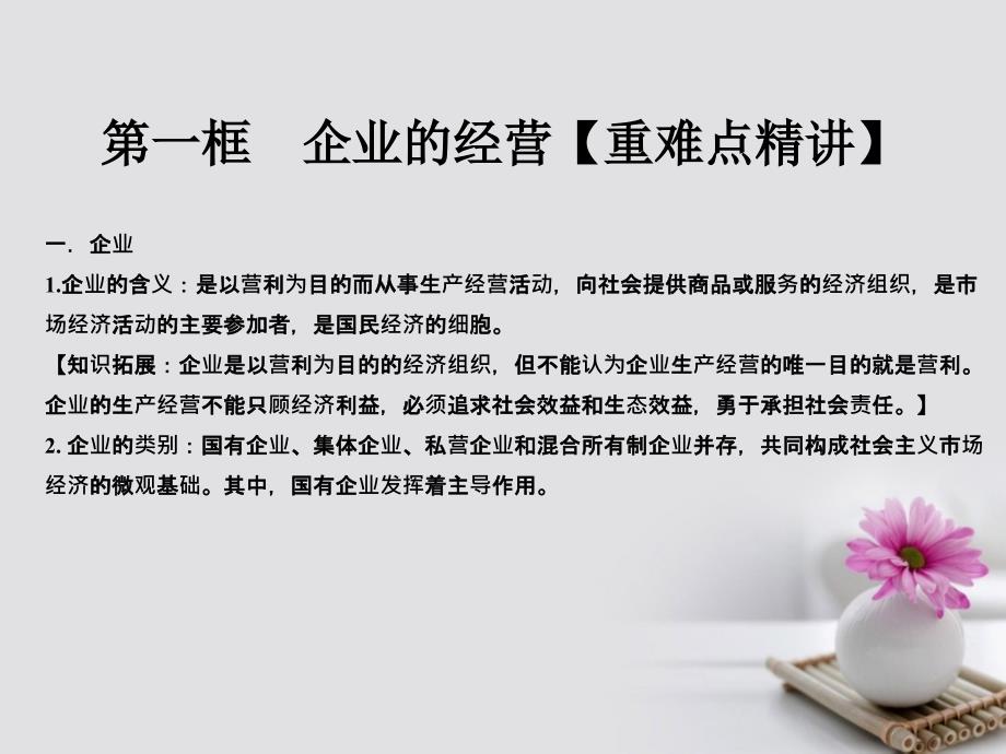 高中政治专题5.1企业的经营课件提升版新人教版必修名师制作优质学案_第1页