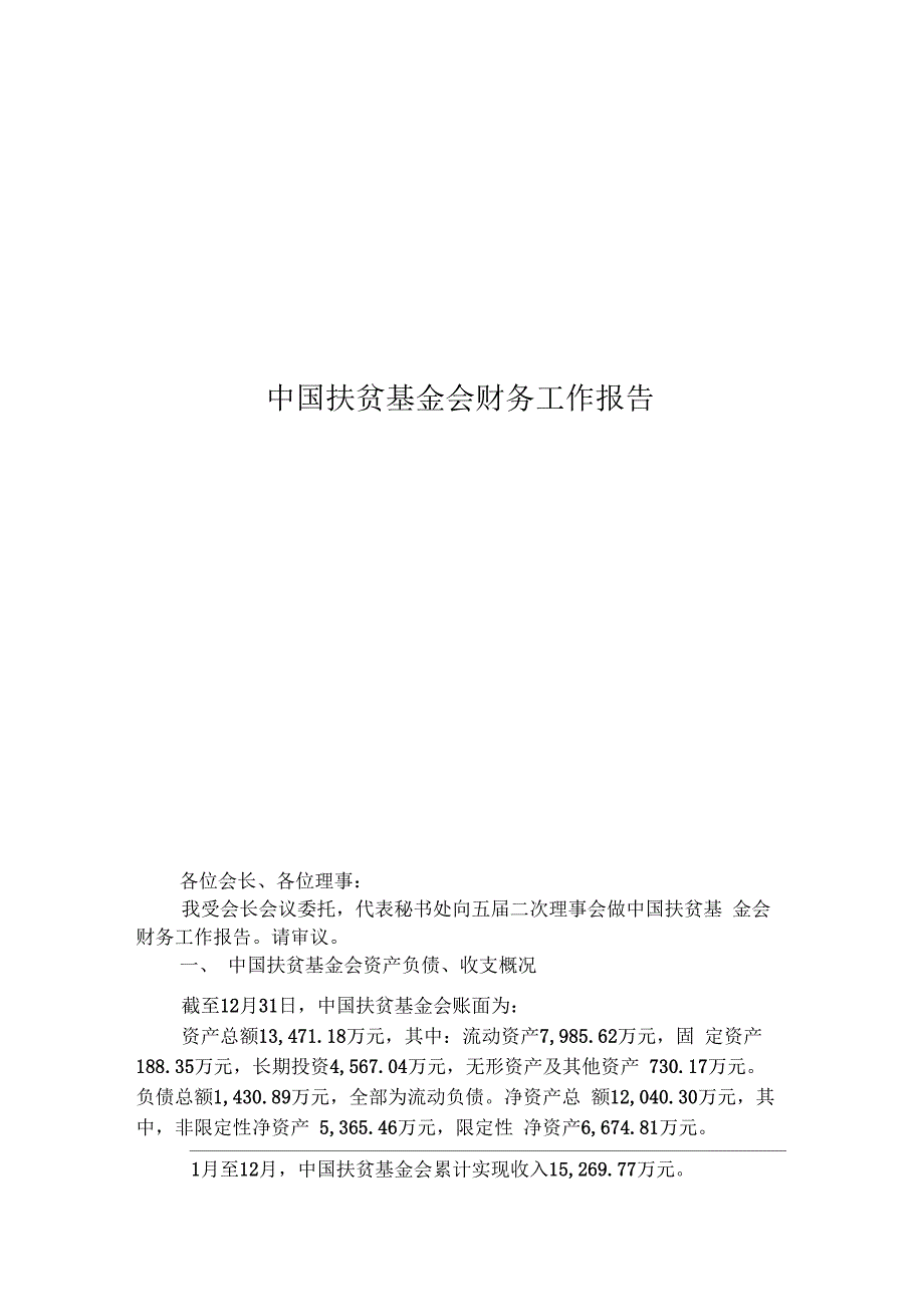 扶贫基金会财务工作报告_第1页