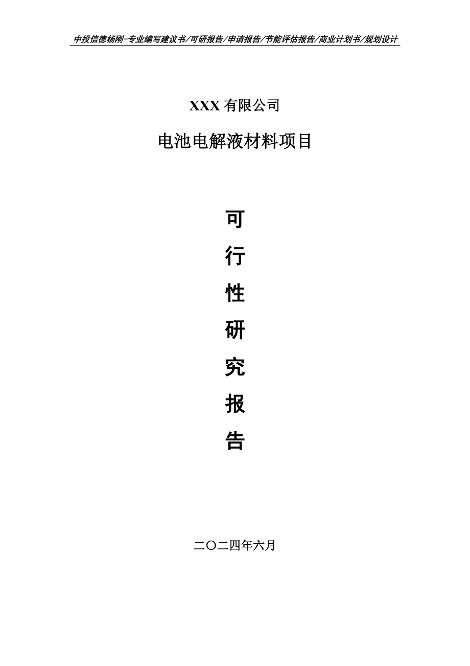 电池电解液材料项目可行性研究报告申请备案.doc_第1页