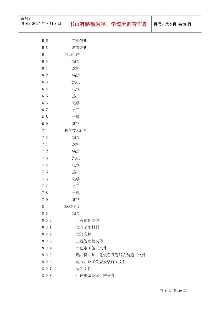 电力工业企业档案分类规则火电企业档案分类表_第5页