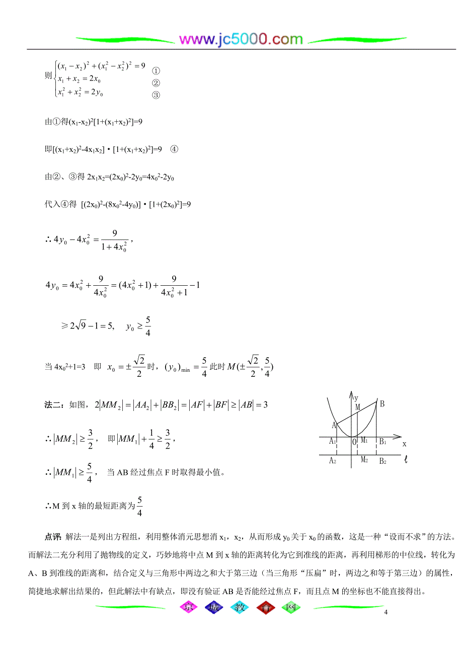 解圆锥曲线问题常用方法_第4页