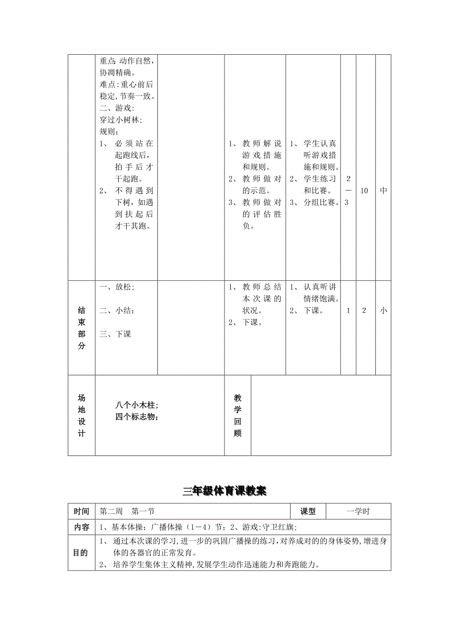 小学三年级体育课最新教案_第4页