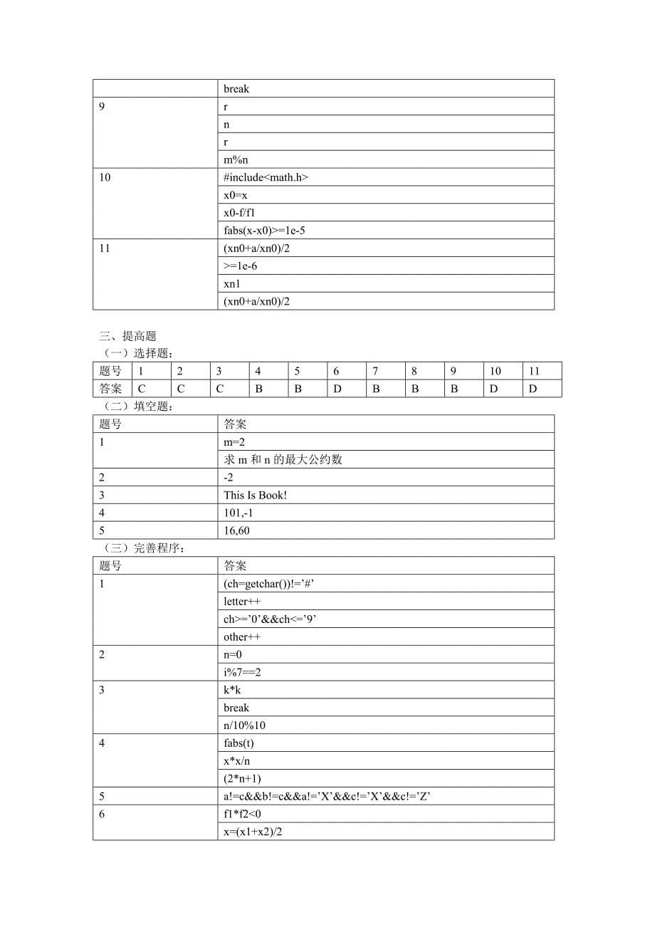 答案C语言程序设计学习指导与练习提高_第5页