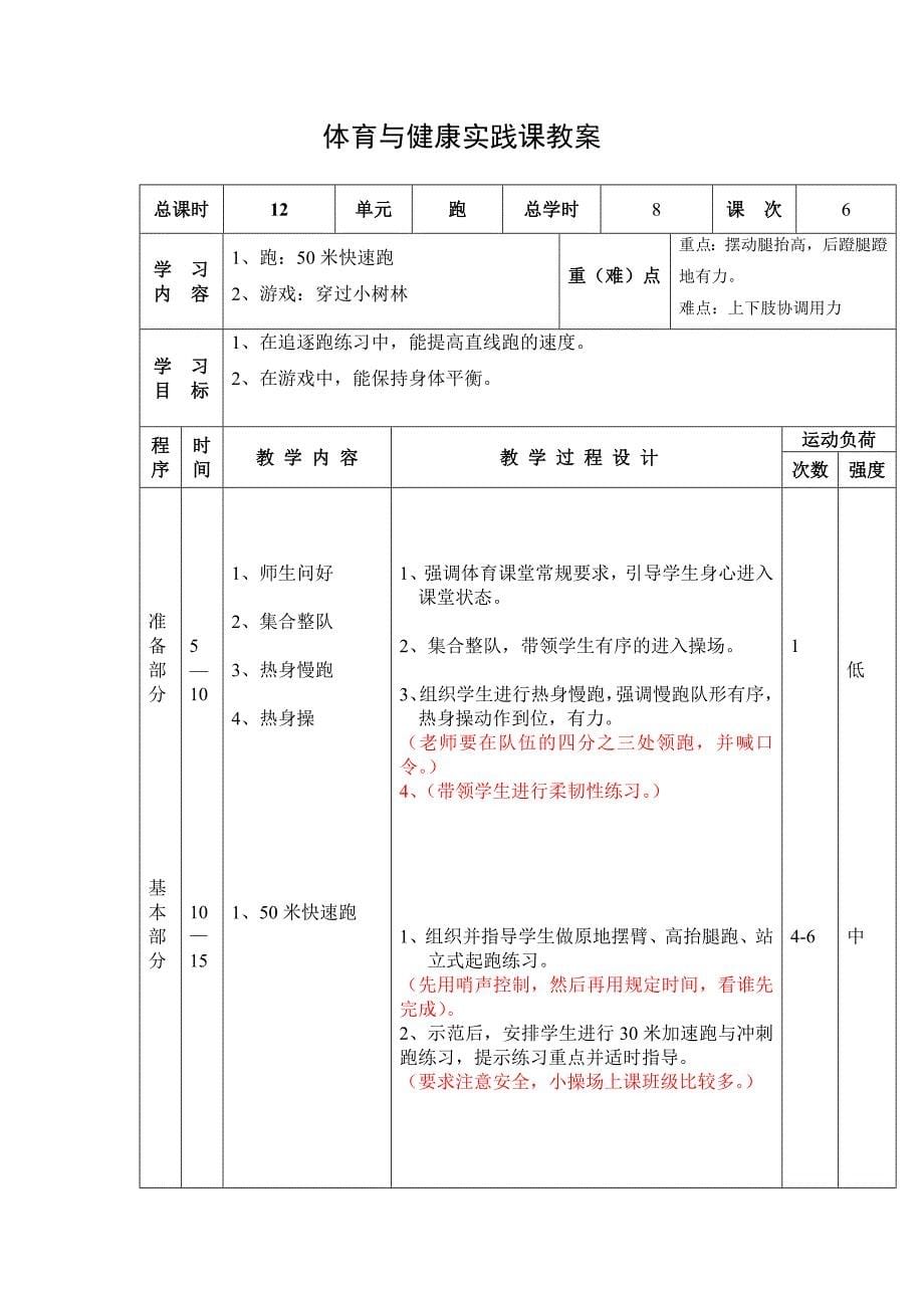 体育与健康实践课教案_第5页