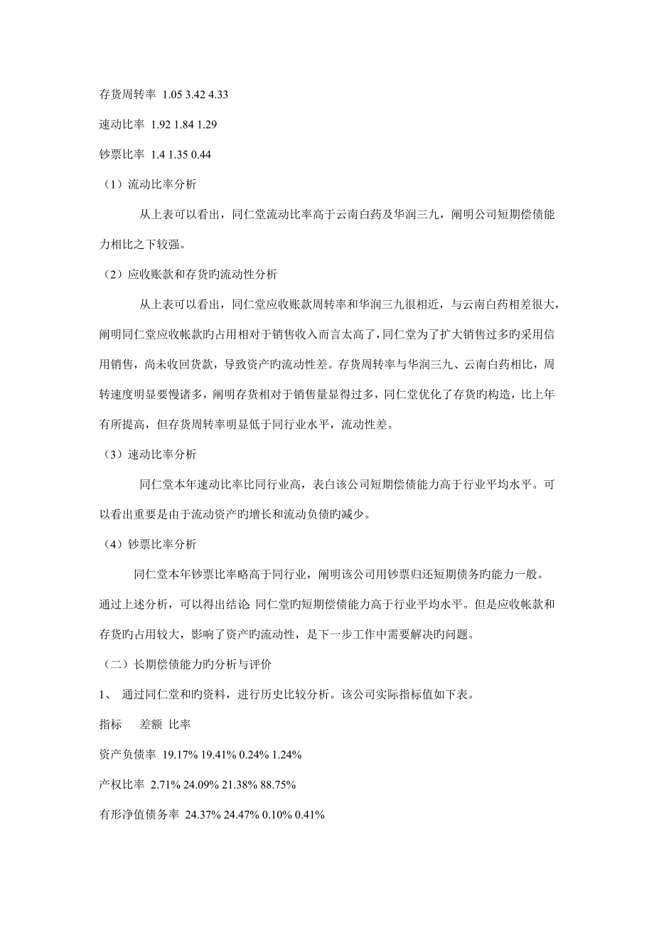 2022北京同仁堂年末偿债能力分析165346_第4页