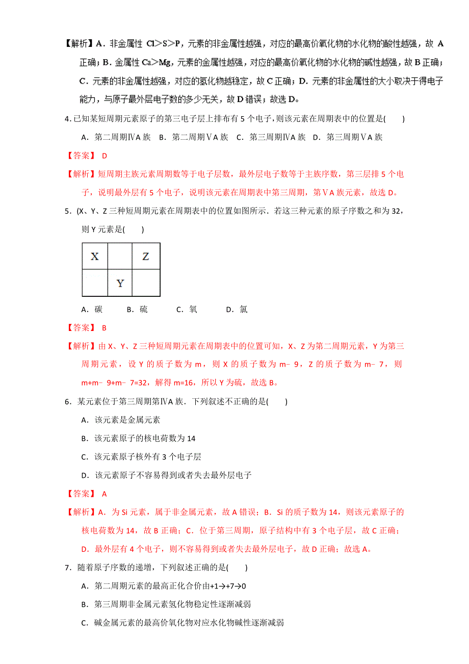 【精品】高考化学备考专题15 元素周期律 含解析_第2页