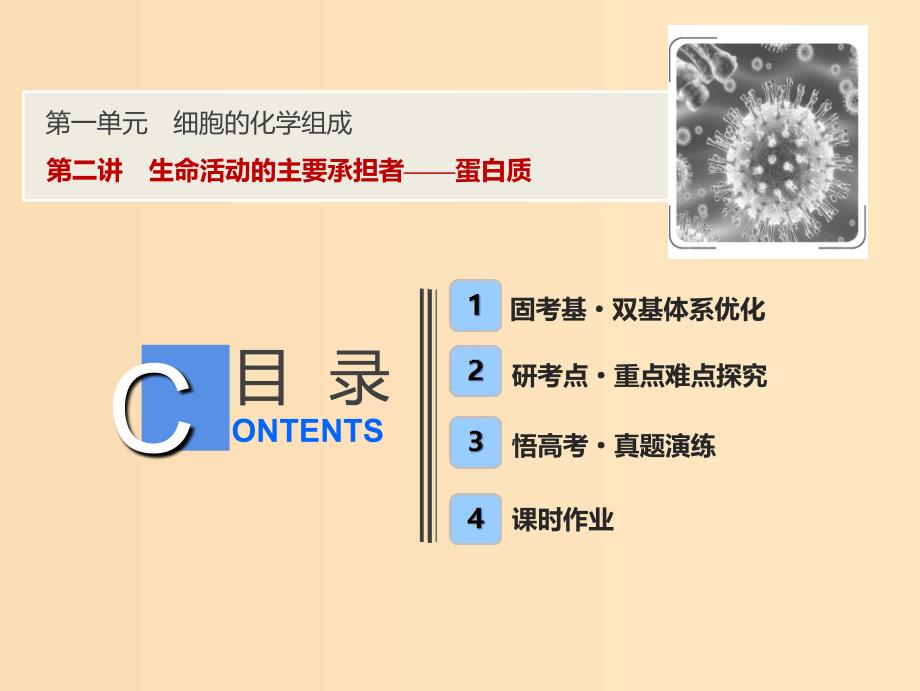 2019版高考生物一轮复习第一单元细胞的化学组成第二讲生命活动的主要承担者--蛋白质课件苏教版.ppt_第1页