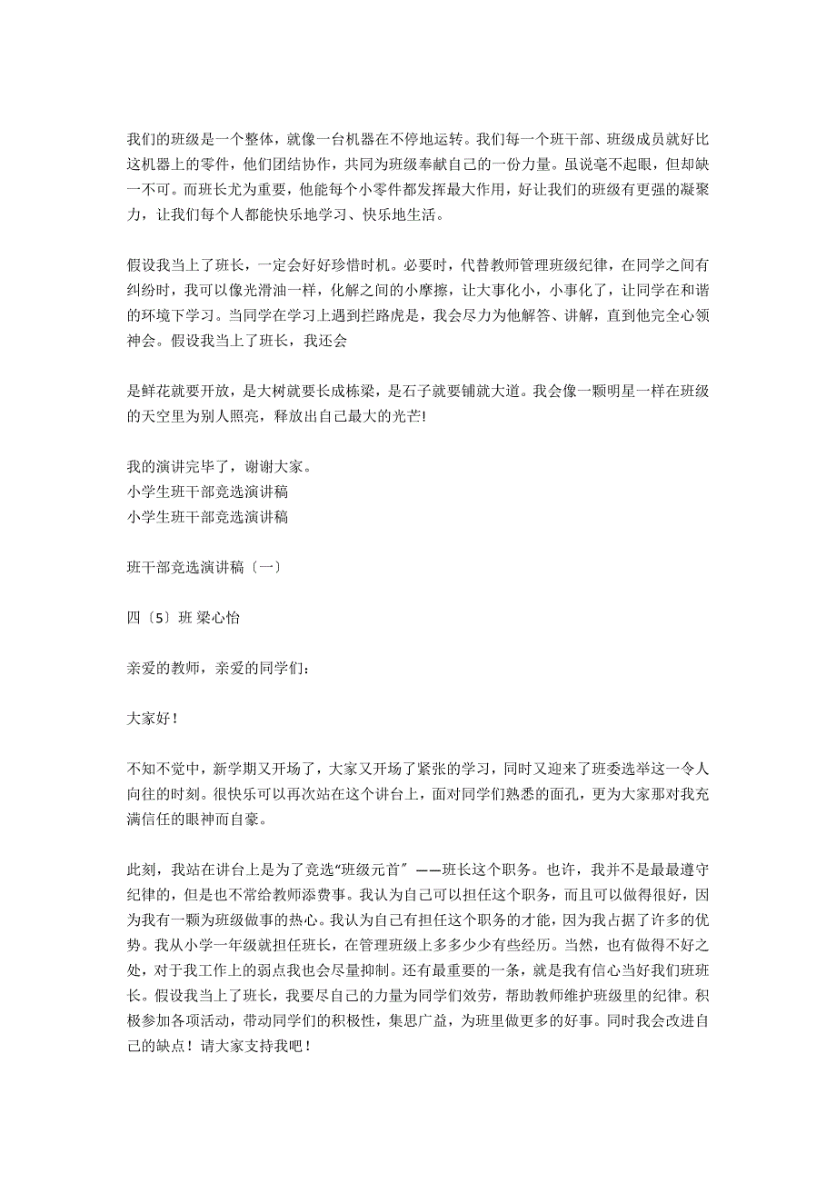 小学生竞选班干部演讲稿350字_第4页