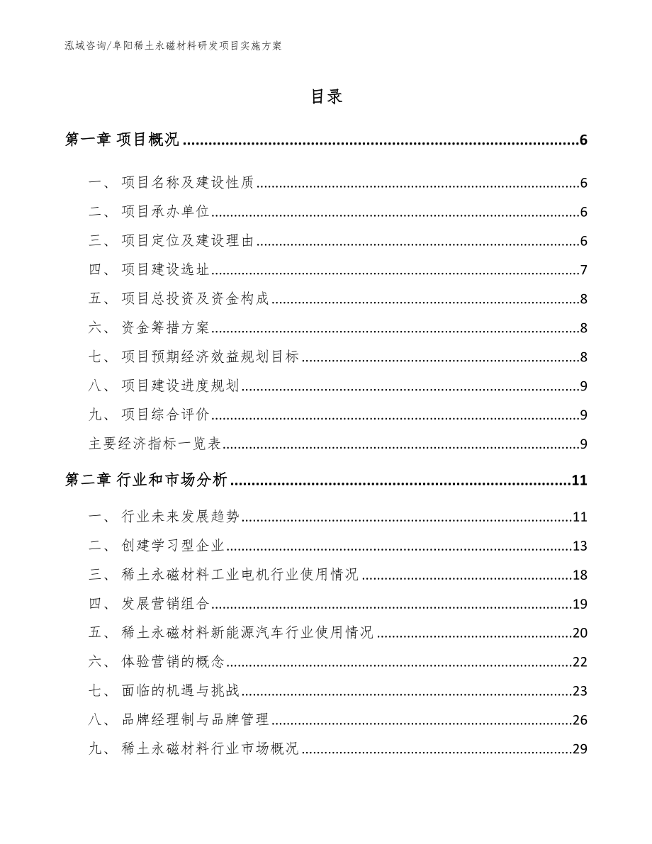 阜阳稀土永磁材料研发项目实施方案（模板范文）_第1页