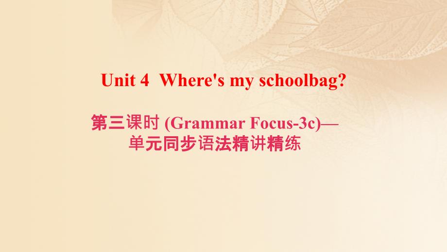 最新英语上册Unit4Wheresmyschoolbag第3课时GrammarFocus3c同步语法精讲精练课件_第1页