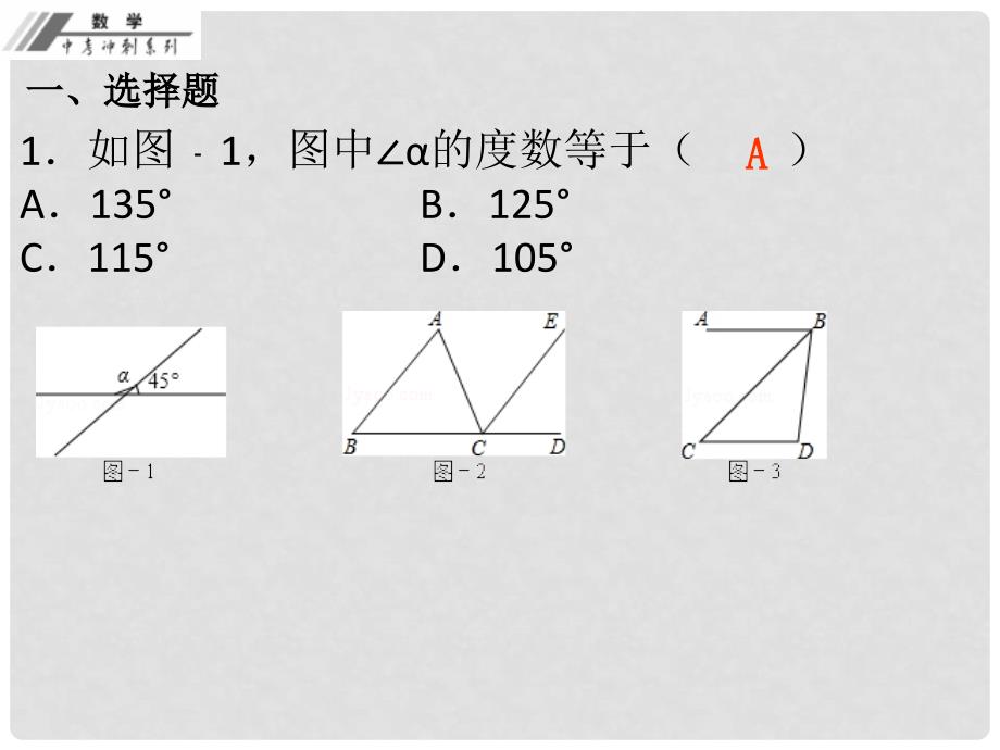 中考数学总复习 第三单元 三角形 第10课 图形初步（作业本）课件 新人教版_第2页