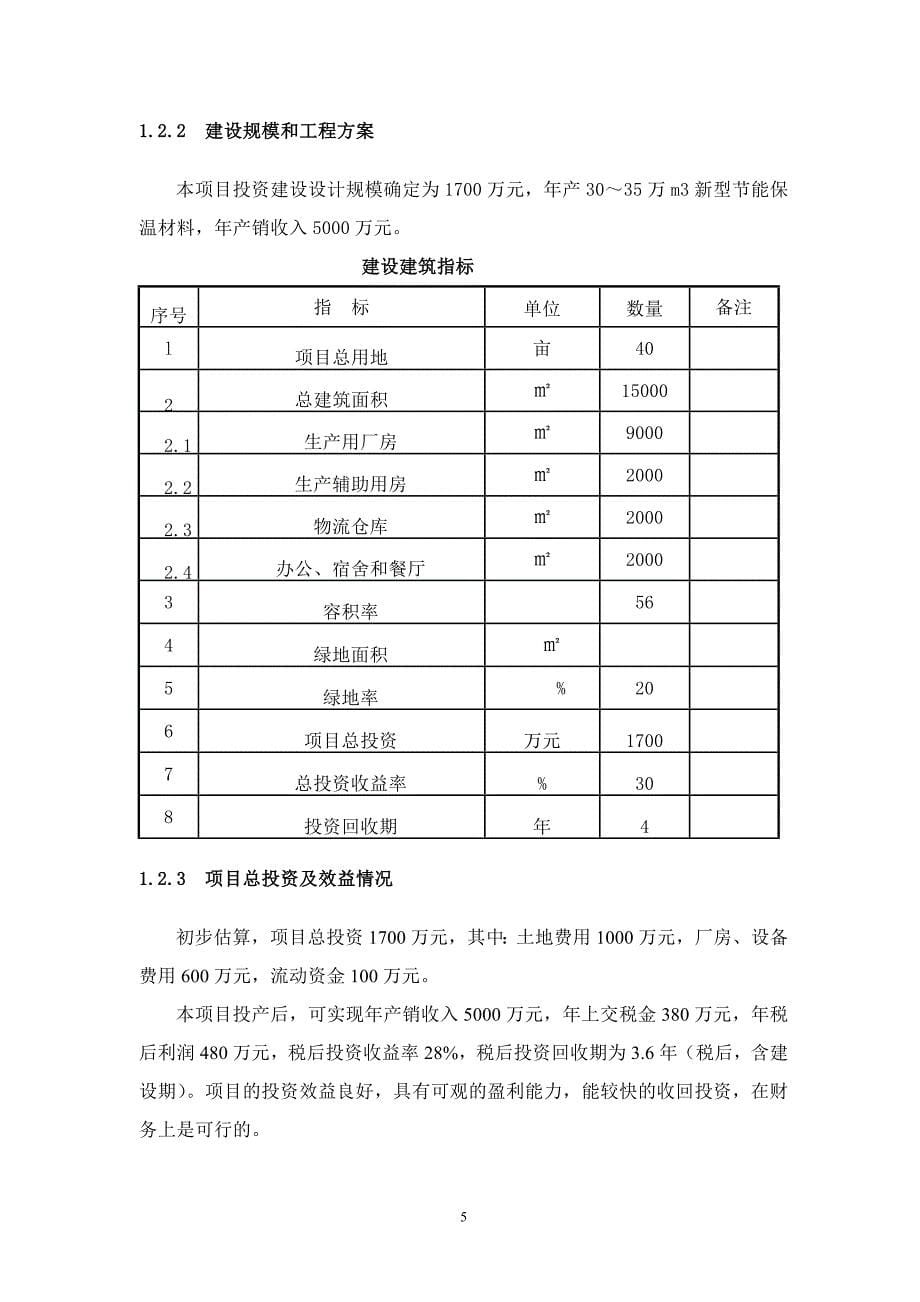 鑫强新型投资建设节能保温材料项目建设可行性研究报告.doc_第5页