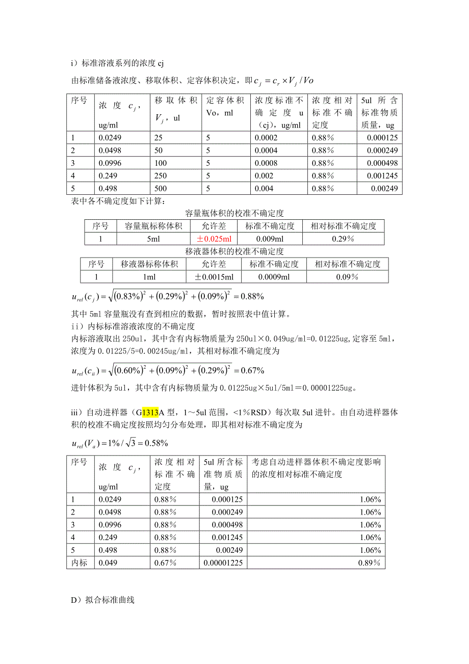 奶粉中三聚氰胺含量测量结果不确定度分析报告_第3页