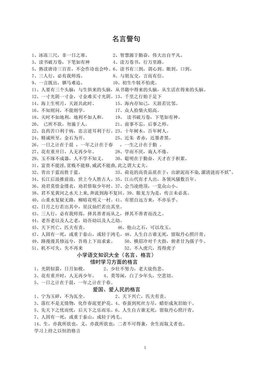 小学生须掌握的名言警句.doc_第1页