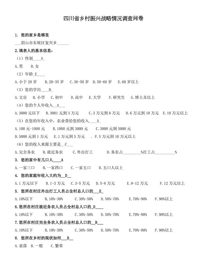 四川省乡村振兴战略情况调查问卷 (2).doc
