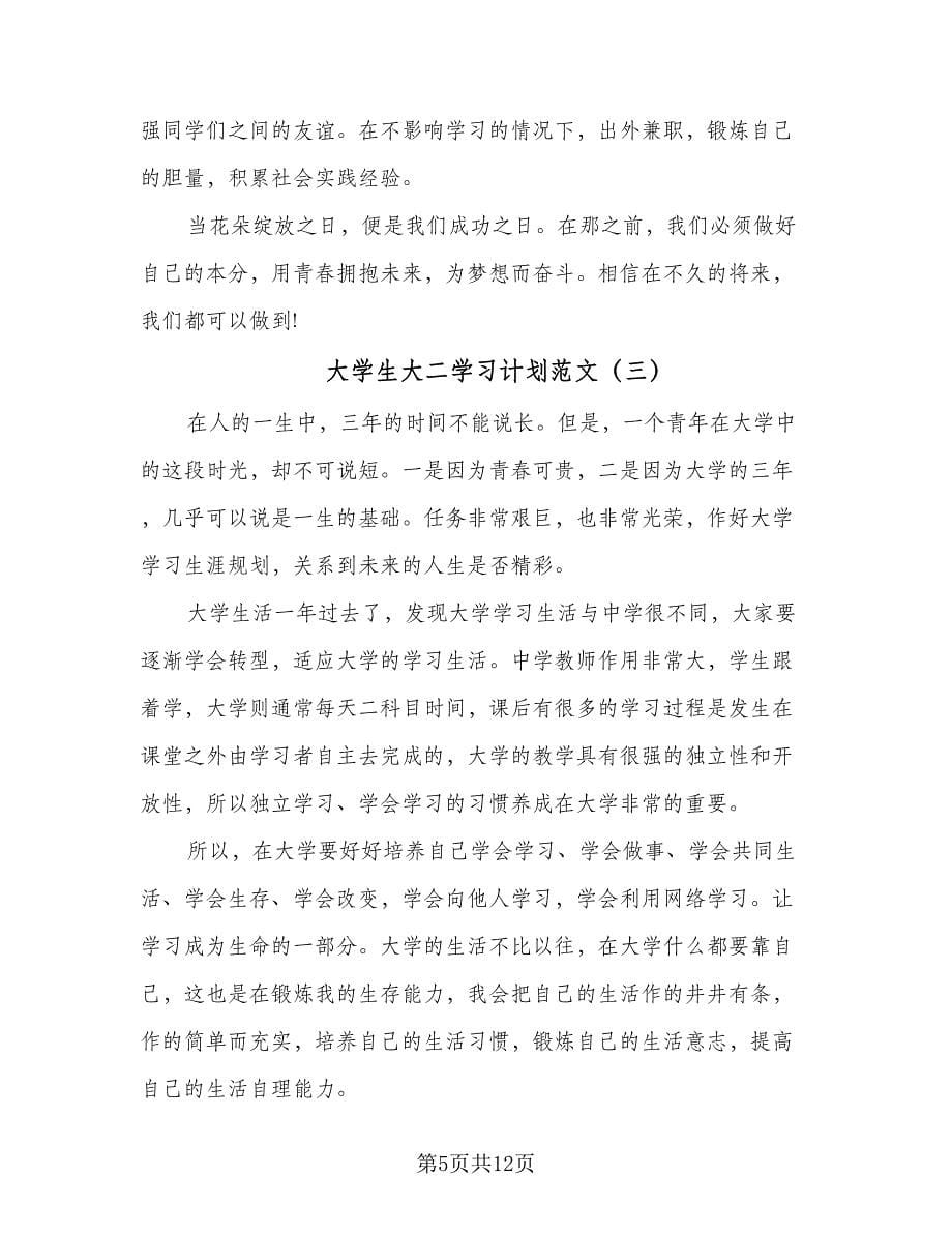 大学生大二学习计划范文（五篇）.doc_第5页