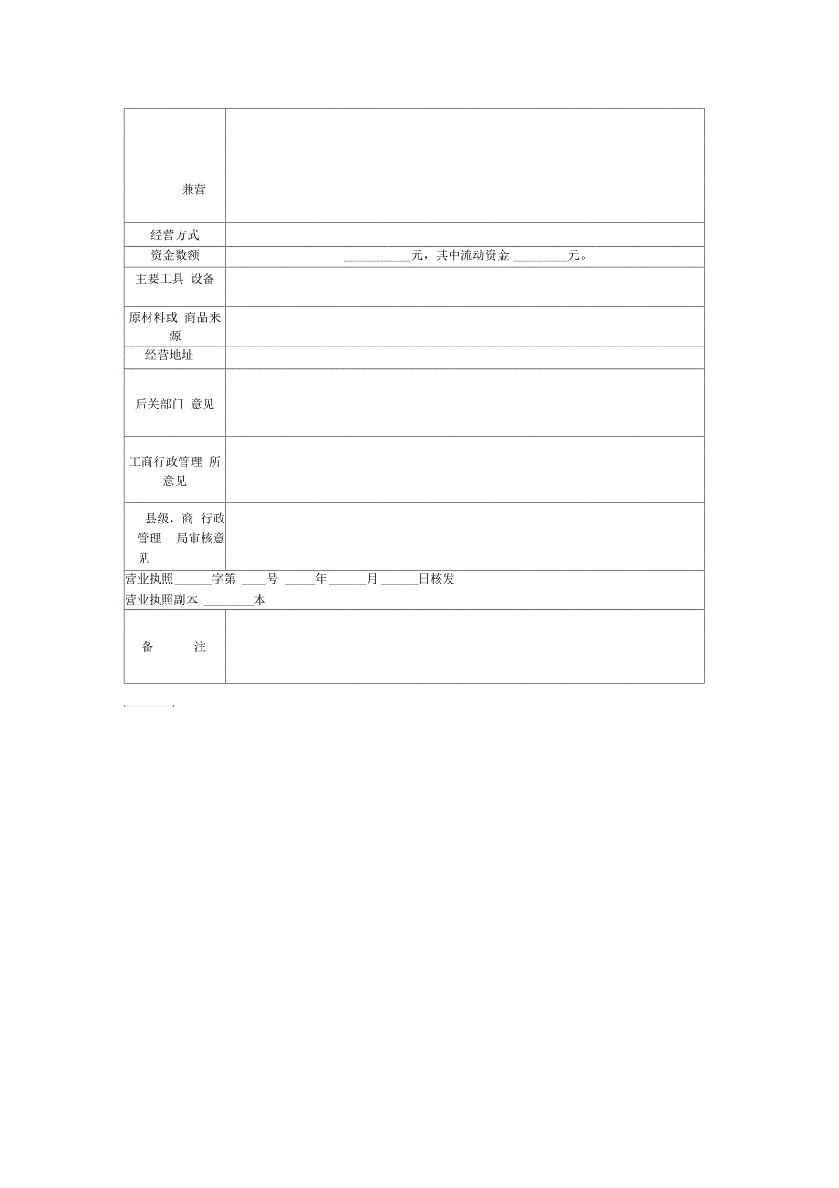 申请开业登记表(个体)_第2页