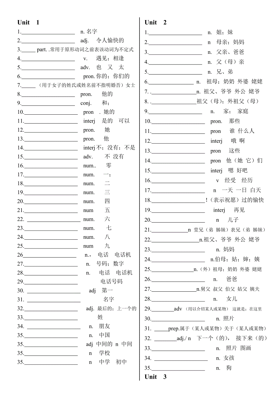 新版人版七年级上英语单词中文_第2页