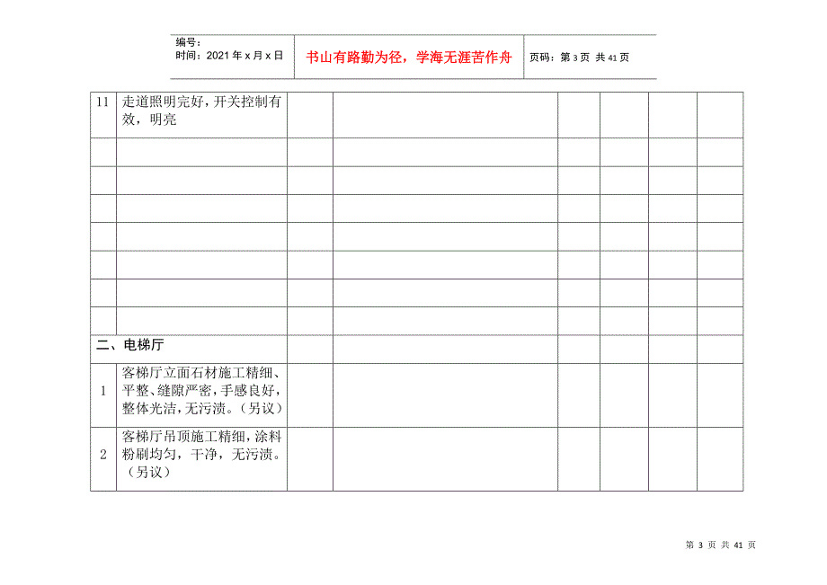 曲周大酒店客房检查表_第3页