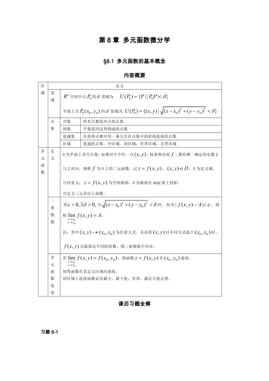 多元函数微分学习题解_第1页