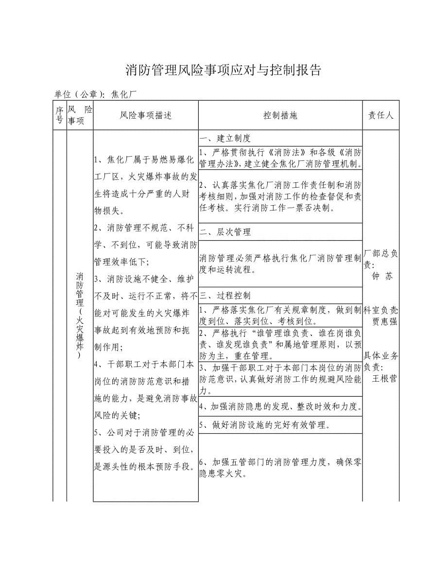 焦化厂风险事项应对与控制报告_第5页