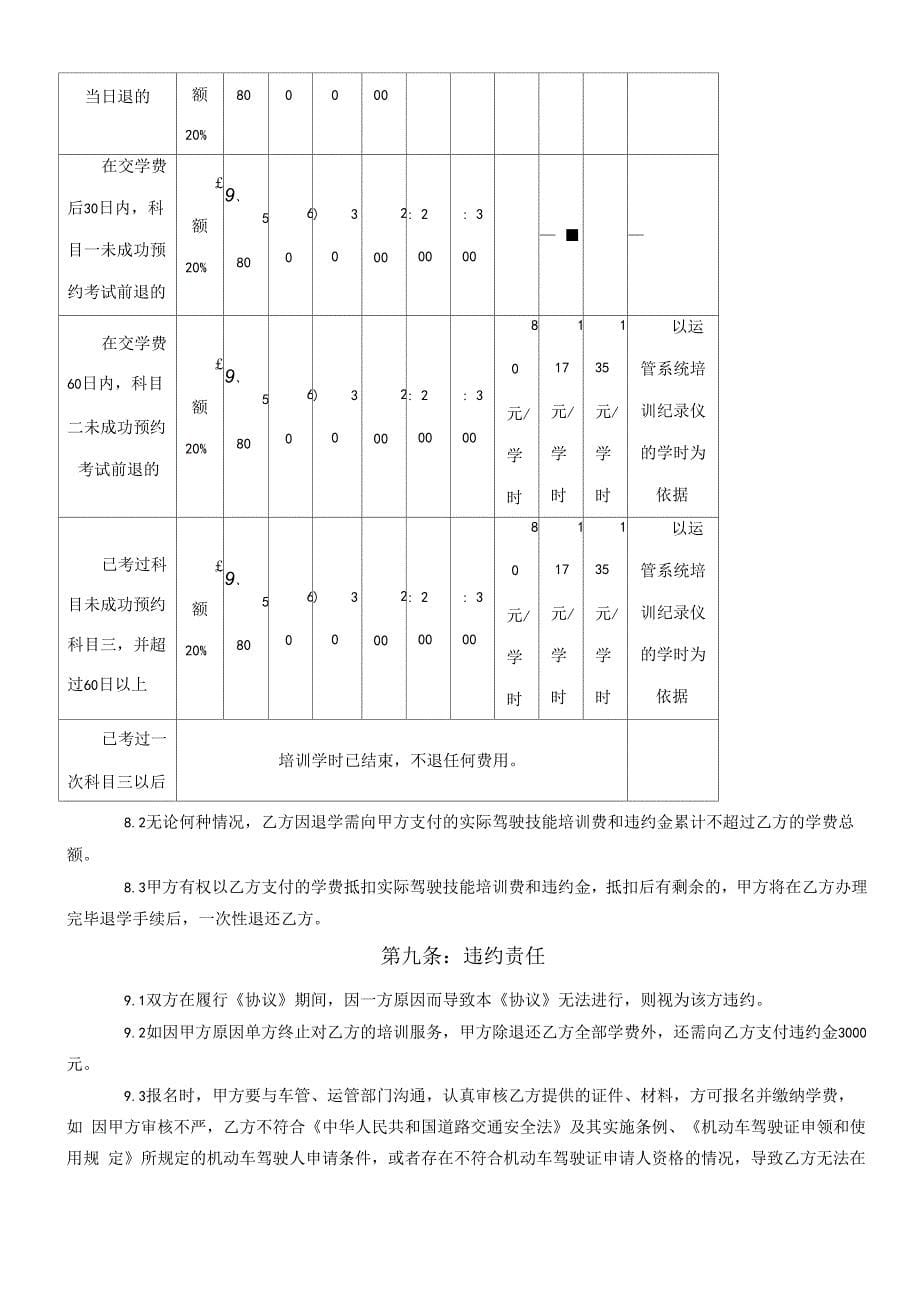 驾校学员培训协议书_第5页