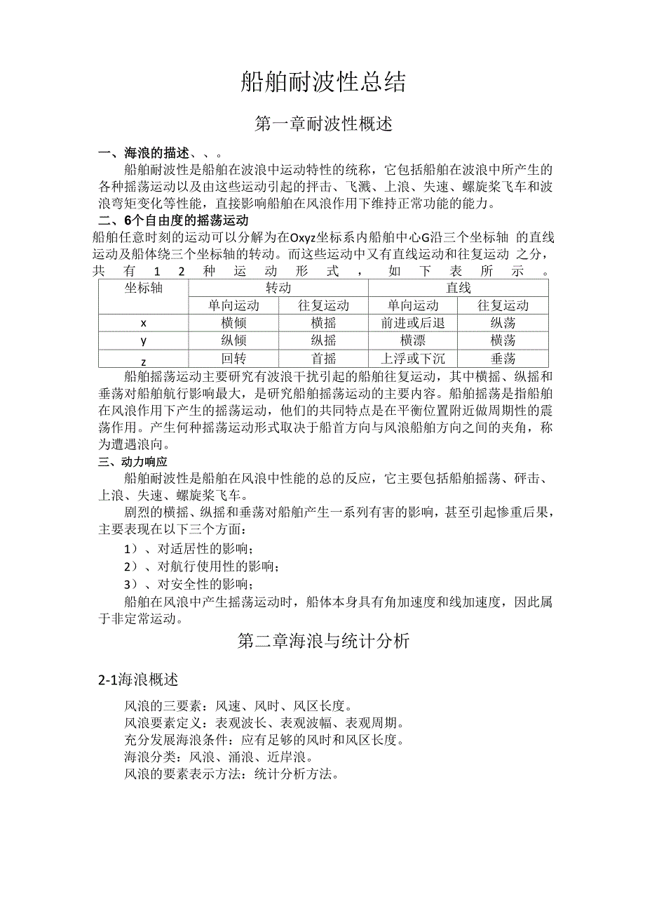 船舶耐波性总结2讲解_第1页