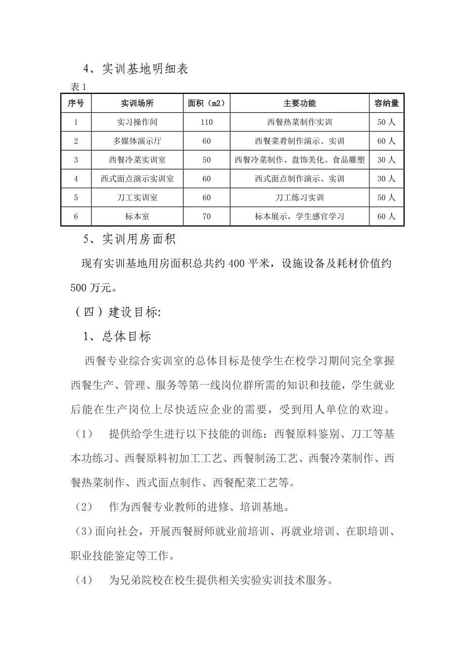 西餐技能实训基地计划_第5页