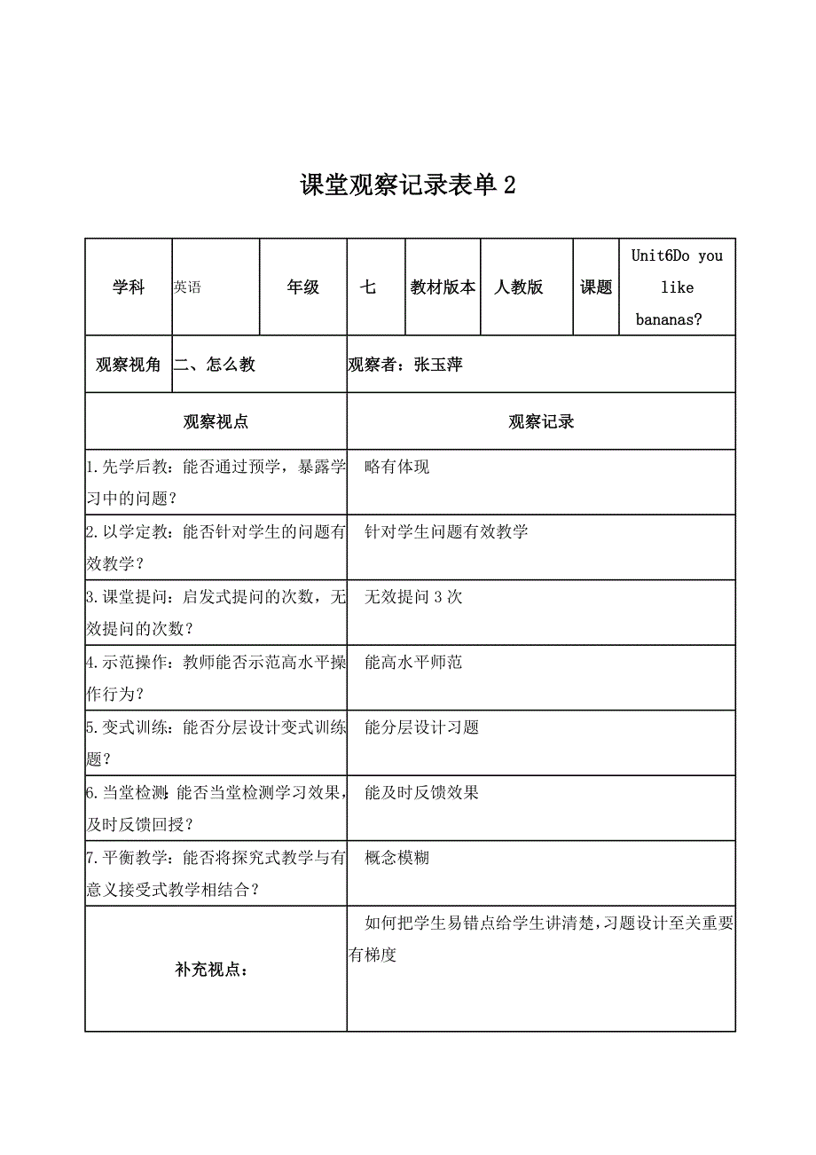 张玉萍课堂观察记录表单_第2页